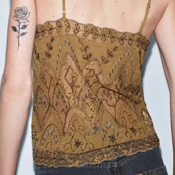 ZARA BEADED EMBROIDERED TOP ZW COLLECTION LIMITED EDITION - Picture 7 of 15